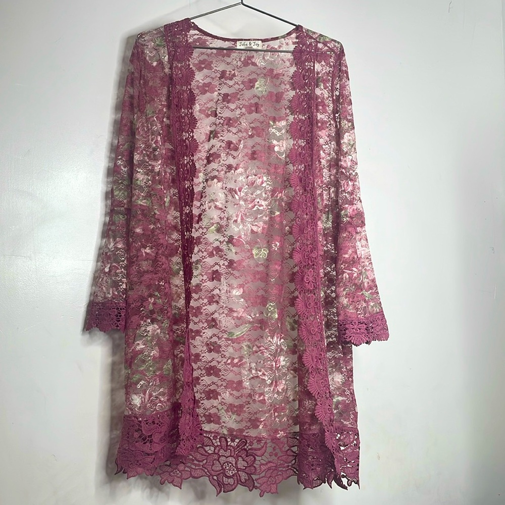 Jolie and Joy beatiful Lace Floral Jacket/ size: XL